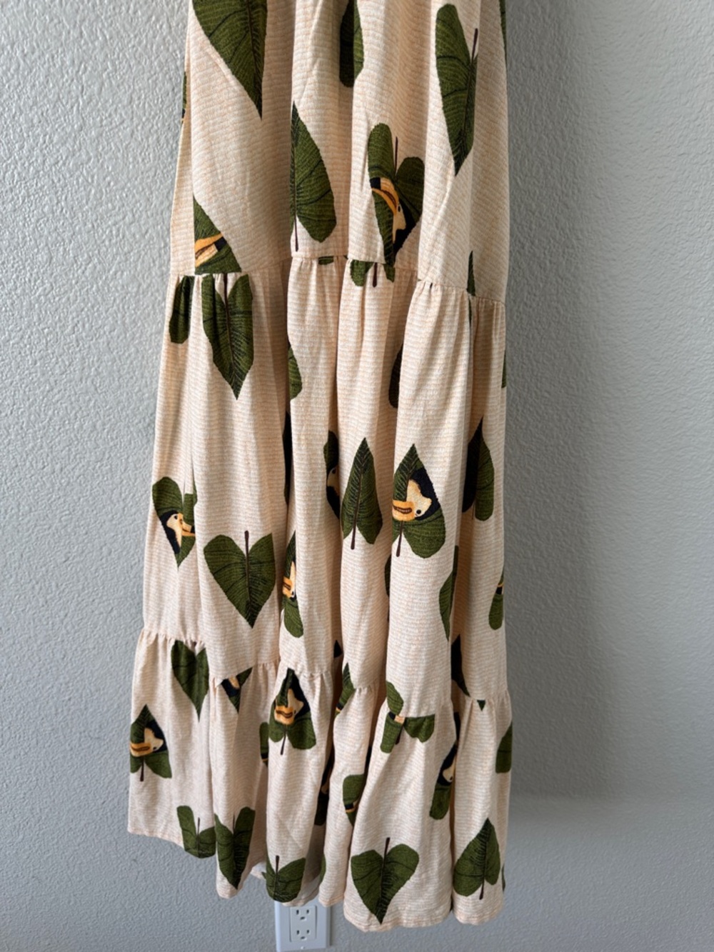 Farm Rio Tucano Toucan Bird Linen Blend Maxi Dress Cream Green Open back Small - Picture 6 of 14